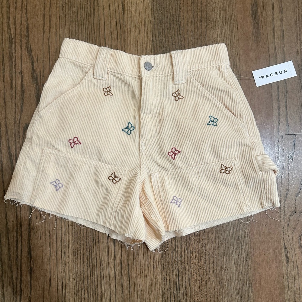NEW PacSun Corduroy Cutoff Butterfly Shorts-Size 25